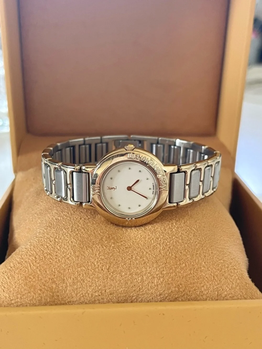 Yves Saint Laurent Two-Tone Gold and Silver Women's Bracelet Watch - Picture 7 of 17